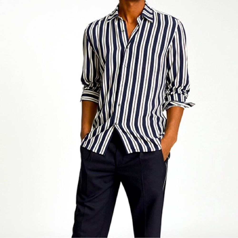 Reiss Striped Button Down Shirt, Size Large